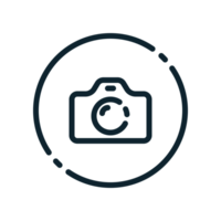 Design Illustration graphic of camera icon with line style. Suitable for UI, mobile design, web design, etc. Transparent background. png