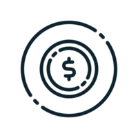 Design Illustration graphic of coin icon with line style. Suitable for UI, mobile design, web design, etc. Transparent background. png