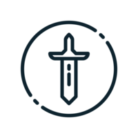 Design Illustration graphic of sword icon with line style. Suitable for UI, mobile design, web design, etc. Transparent background png