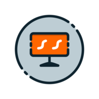 Design Illustration graphic of monitor icon with colored line style. Suitable for UI, mobile design, web design, etc. Transparent background png