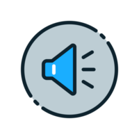 Design Illustration graphic of speaker on icon with colored line style. Suitable for UI, mobile design, web design, etc. Transparent background. png