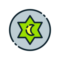 Design Illustration graphic of islamic symbol icon with colored line style. Suitable for UI, mobile design, web design, etc. Transparent background. png