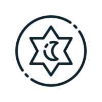 Design Illustration graphic of islamic symbol icon with line style. Suitable for UI, mobile design, web design, etc. Transparent background. png