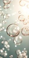 Ethereal Bubbles Floating in Sunlit Air Abstract CloseUp of Moving Spheres photo