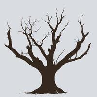 A striking image of a bare tree standing tall with its intricate branches stretching out against a clear sky. vector