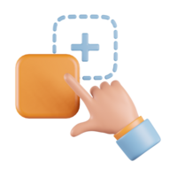 Drag and Drop with Hand Add 3D Icon png