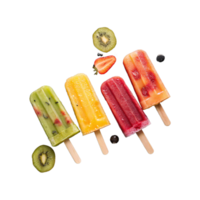 Top view over ice cream pop stickles on transparent background png