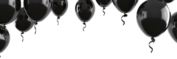 Black balloon background copy space transparent , isolated background cutout. Floating balloons festive, celebration, party, birthday graphic element design png