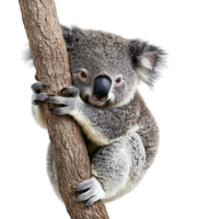 Cute Koala Hugging a Tree Branch Isolated Against a Transparent Background png