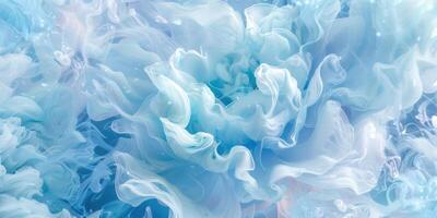 Abstract blue and white smoke swirls creating dreamlike patterns in motion photo