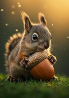 A squirrel holding an acorn photo