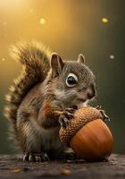 A squirrel holding an acorn photo