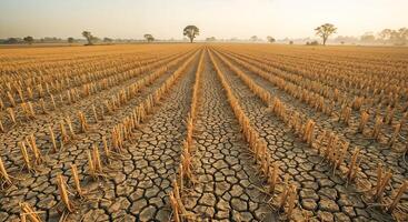 Devastated Farmland with Deep Soil Fractures, Global Warming Impact, climate change photo