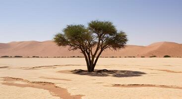 Struggling Against Nature Isolated Tree With Roots Unearthed by Shifting Sands photo