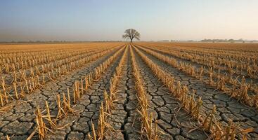 Withering Fields Under Intense Heatwaves, Agricultural Collaps, climate change impact photo
