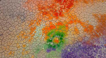 Abstract Aerial Landscape of Dried Earth with Mineral Pigments and Fractures photo
