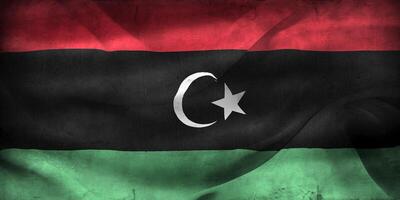 Vintage look 3D-Illustration of a Libya flag - realistic waving fabric flag photo