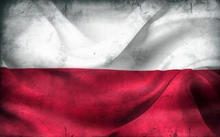 Vintage look 3D-Illustration of a Poland flag - realistic waving fabric flag photo