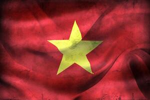 Vintage look 3D-Illustration of a Vietnam flag - realistic waving fabric flag photo