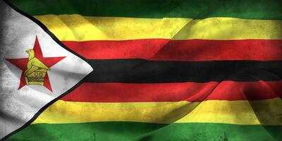 Vintage look 3D-Illustration of a Zimbabwe flag - realistic waving fabric flag photo