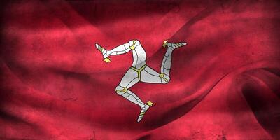 Vintage look 3D-Illustration of a Isle of Man flag - realistic waving fabric flag photo