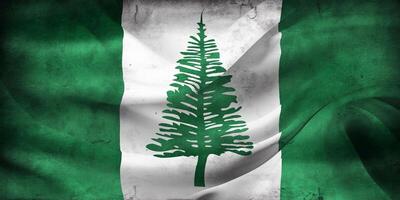 Vintage look 3D-Illustration of a Norfolk Island flag - realistic waving fabric flag photo