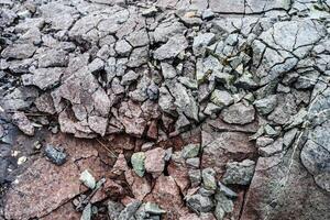 Basalt rock formation showing cracks and erosion in iceland photo