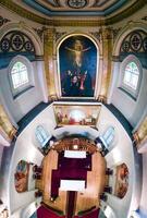Riga, Latvia, 2024 - Aerial View of Cathedral Interior with Ornate Design and Artwork photo