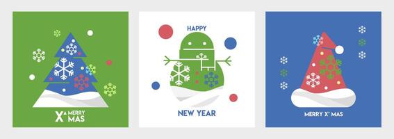 merry christmas and happy new year set of backgrounds vector