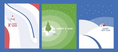Merry christmas and happy new year set of background vector