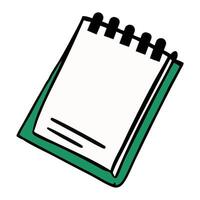 Spiral Notebook with White Pages and Green Cover in Cartoon Style vector