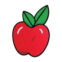 Red Apple with Green Leaf in Cartoon Style for Educational and Food Design vector