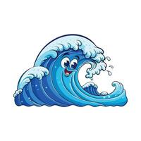 A cartoon wave with a smiling face vector