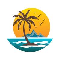 Sunset Over the Ocean with Palm Trees , t shirt design vector