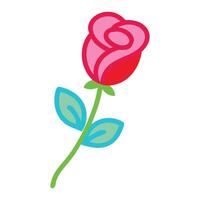Beautiful Red Rose with Green Stem and Leaves vector