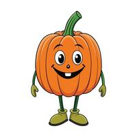 A cartoon pumpkin character with legs and arms vector