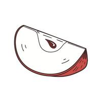 A slice of apple with a red slice on it vector