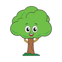 Smiling Cartoon Tree illustration with a Cute Expression vector