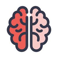 Brain Icon with Two Hemispheres Showing Intelligence vector
