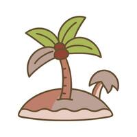 Palm Tree with Two Bent Trunks on an Island vector