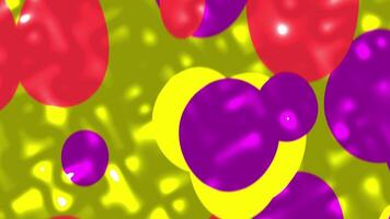 Liquid particles swirling in red and purple circles on a yellow background. Suitable for dynamic and abstract design projects. video