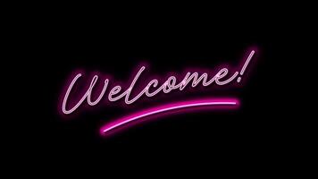 A vibrant, glowing WELCOME neon sign animation, for shops, cafes, hotels, online businesses. Eye catching design with smooth looping motion, adding a warm and inviting atmosphere. video