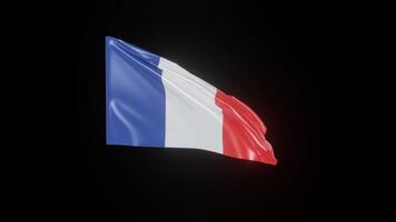 France Flag 4K 3D Realistic Waving Flag with background black Perfect Loop video