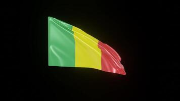Mali Flag. 4K 3D Realistic Waving Flag with background black Perfect Loop video