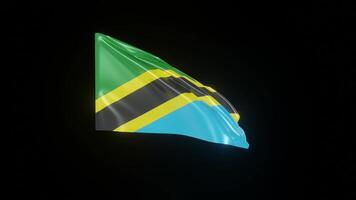 Tanzania Flag. 4K 3D Realistic Waving Flag with background black Perfect Loop video