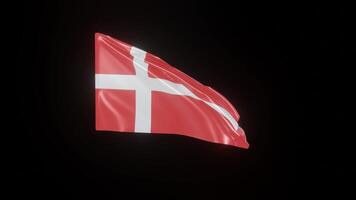 Denmark Flag. 4K 3D Realistic Waving Flag with background black Perfect Loop video