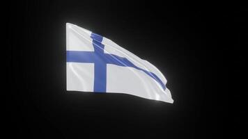 Finland Flag 4K 3D Realistic Waving Flag with background black Perfect Loop video