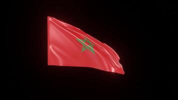 Morocco Flag 4K 3D Realistic Waving Flag with background black Perfect Loop video