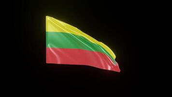 Lithuania Flag 4K 3D Realistic Waving Flag with background black Perfect Loop video