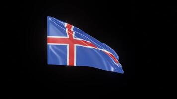 Iceland Flag. 4K 3D Realistic Waving Flag with background black Perfect Loop video